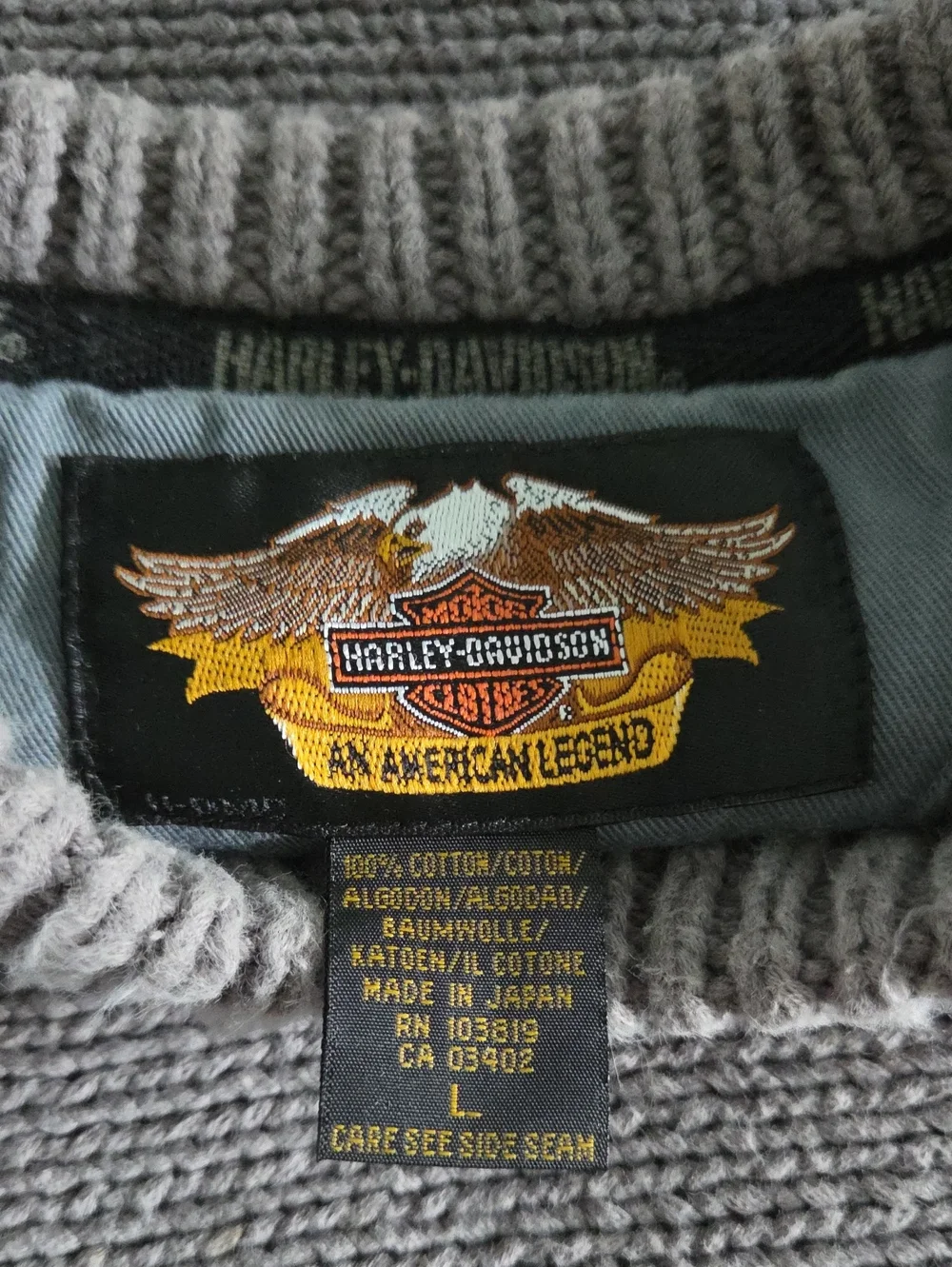 Harley-Davidson Light Gray Knit Crewneck Sweater